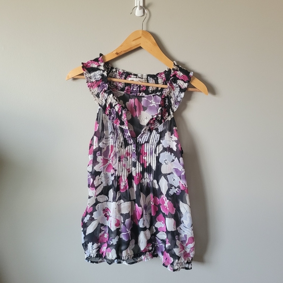 Joie black floral blouse - Picture 7 of 7